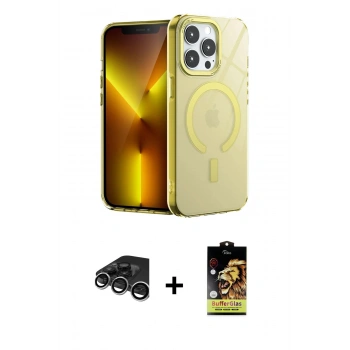 MARSİLYAN™- iPhone 15 Pro Kılıf Yankı Çizgi - Siyah Buffer Cam Ekran Koruyucu + Raze Metal Kamera Lens - GS