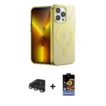 MARSİLYAN™- iPhone 15 Pro Kılıf Yankı Çizgi - Siyah Buffer Hayalet Cam Ekran Koruyucu + Raze Metal Kamera Lens - TMGI