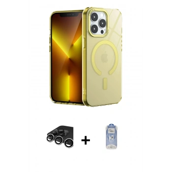 MARSİLYAN™- iPhone 15 Pro Kılıf Yankı Çizgi - Siyah Joko Magic 5D Cam + Raze Metal Kamera Lens - GS