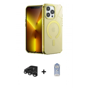 MARSİLYAN™- iPhone 15 Pro Kılıf Yankı Çizgi - Siyah Joko Magic 5D Cam + Raze Metal Kamera Lens - TMGI
