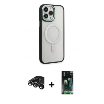 MARSİLYAN™- iPhone 15 Pro Kılıf Yankı Işık Özel Seri - Şeffaf 360 Full Body Arka Koruyucu + Raze Metal Kamera Lens - GS