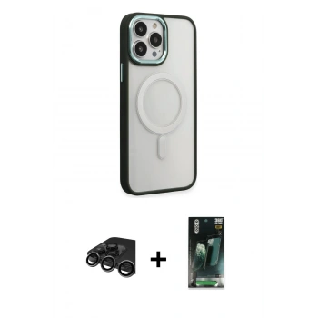 MARSİLYAN™- iPhone 15 Pro Kılıf Yankı Işık Özel Seri - Şeffaf 360 Full Body Arka Koruyucu + Raze Metal Kamera Lens - TMGI