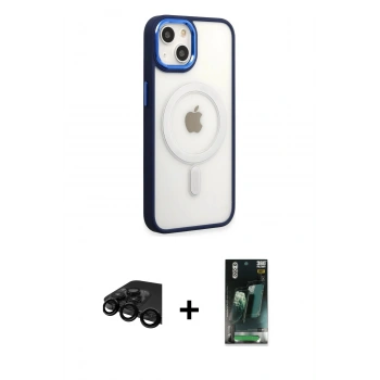 MARSİLYAN™- iPhone 15 Pro Kılıf Yankı Işık Özel Seri - Siyah 360 Mat Full Body Arka Koruyucu + Raze Metal Kamera Lens - SH