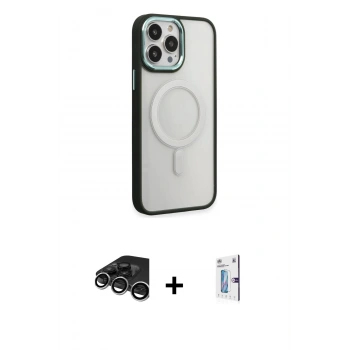 MARSİLYAN™- iPhone 15 Pro Kılıf Yankı Işık Özel Seri - Siyah Bilvis 0.18mm Plus Cam Ekran Koruyucu + Raze Metal Kamera Lens - GS