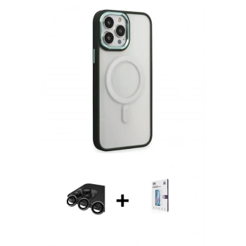 MARSİLYAN™- iPhone 15 Pro Kılıf Yankı Işık Özel Seri - Siyah Bilvis 0.18mm Plus Cam Ekran Koruyucu + Raze Metal Kamera Lens - TMGI
