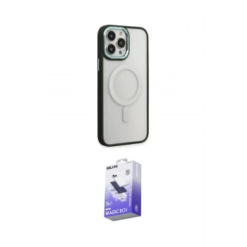 MARSİLYAN™- iPhone 15 Pro Kılıf Yankı Işık Özel Seri - Siyah Bilvis 5in1 5D Magic Hayalet Cam Ekran Koruyucu