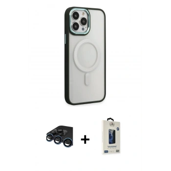 MARSİLYAN™- iPhone 15 Pro Kılıf Yankı Işık Özel Seri - Siyah Bilvis Hayalet Cam Ekran Koruyucu + Raze Metal Kamera Lens - LT