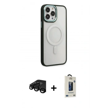 MARSİLYAN™- iPhone 15 Pro Kılıf Yankı Işık Özel Seri - Siyah Bilvis Hayalet Cam Ekran Koruyucu + Raze Metal Kamera Lens - SH