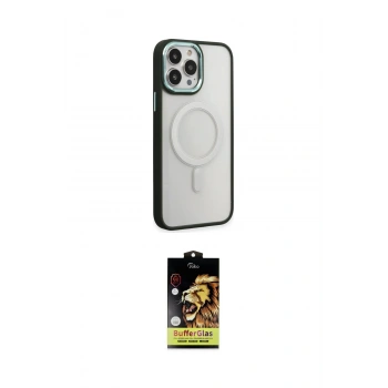 MARSİLYAN™- iPhone 15 Pro Kılıf Yankı Işık Özel Seri - Siyah Buffer Cam Ekran Koruyucu