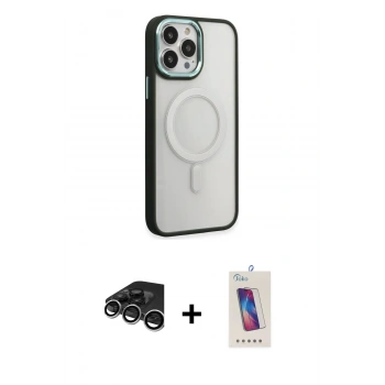 MARSİLYAN™- iPhone 15 Pro Kılıf Yankı Işık Özel Seri - Siyah Joko 5D Cam + Raze Metal Kamera Lens - GS