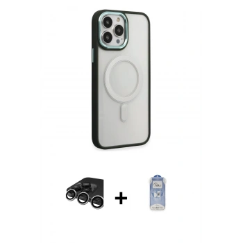 MARSİLYAN™- iPhone 15 Pro Kılıf Yankı Işık Özel Seri - Siyah Joko Magic 5D Cam + Raze Metal Kamera Lens - GS