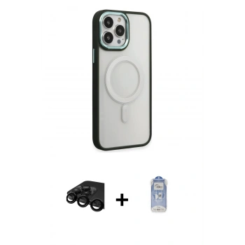 MARSİLYAN™- iPhone 15 Pro Kılıf Yankı Işık Özel Seri - Siyah Joko Magic 5D Cam + Raze Metal Kamera Lens - SH