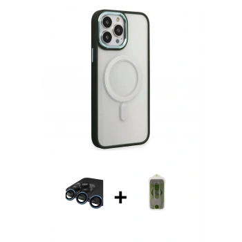 MARSİLYAN™- iPhone 15 Pro Kılıf Yankı Işık Özel Seri - Siyah Joko Magic 5D Hayalet Cam + Raze Metal Kamera Lens - LT