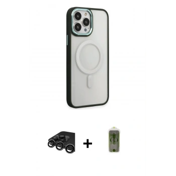 MARSİLYAN™- iPhone 15 Pro Kılıf Yankı Işık Özel Seri - Siyah Joko Magic 5D Hayalet Cam + Raze Metal Kamera Lens - TMGI