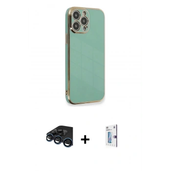 MARSİLYAN™- iPhone 15 Pro Kılıf Yankı Serisi - Siyah Bilvis 0.18mm Plus Cam Ekran Koruyucu + Raze Metal Kamera Lens - LT