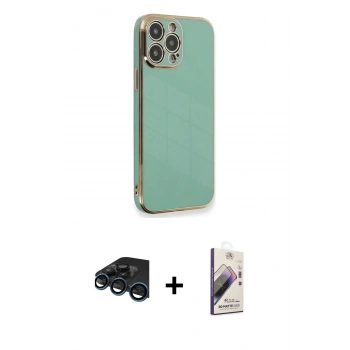 MARSİLYAN™- iPhone 15 Pro Kılıf Yankı Serisi - Siyah Bilvis 3D Mat Cam Ekran Koruyucu + Raze Metal Kamera Lens - LT