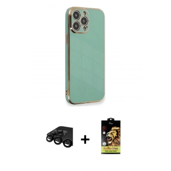 MARSİLYAN™- iPhone 15 Pro Kılıf Yankı Serisi - Siyah Buffer Cam Ekran Koruyucu + Raze Metal Kamera Lens - SH