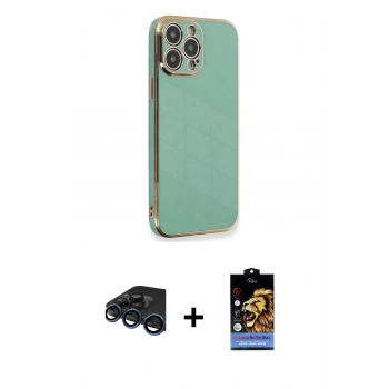 MARSİLYAN™- iPhone 15 Pro Kılıf Yankı Serisi - Siyah Buffer Hayalet Cam Ekran Koruyucu + Raze Metal Kamera Lens - LT