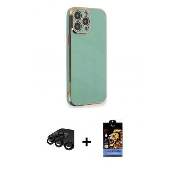 MARSİLYAN™- iPhone 15 Pro Kılıf Yankı Serisi - Siyah Buffer Hayalet Cam Ekran Koruyucu + Raze Metal Kamera Lens - SH
