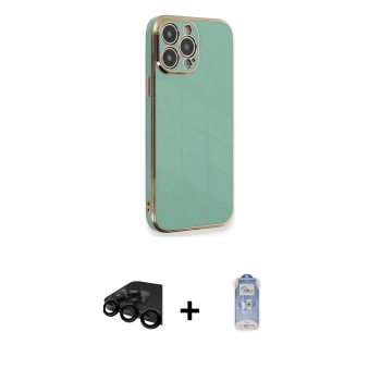 MARSİLYAN™- iPhone 15 Pro Kılıf Yankı Serisi - Siyah Joko Magic 5D Cam + Raze Metal Kamera Lens - SH