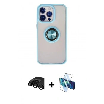 MARSİLYAN™- iPhone 15 Pro Kılıf Yörünge Çizgi - Siyah 3D Antistatik Seramik Nano Ekran Koruyucu + Raze Metal Kamera Lens - SH