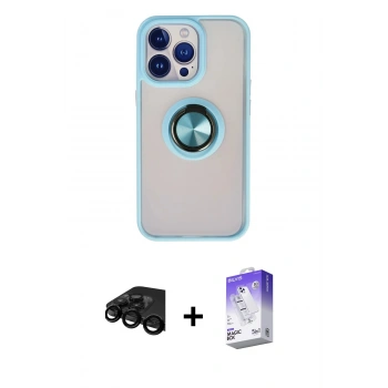 MARSİLYAN™- iPhone 15 Pro Kılıf Yörünge Çizgi - Siyah Bilvis 5in1 3D Magic Cam Ekran Koruyucu + Raze Metal Kamera Lens - SH