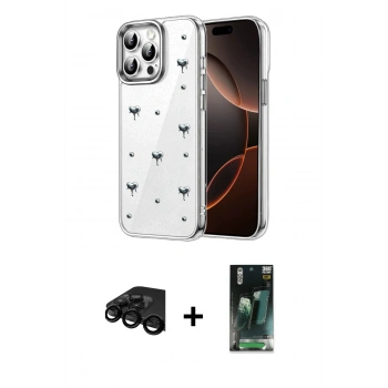 MARSİLYAN™- iPhone 15 Pro Kılıf Yörünge Form - Siyah 360 Mat Full Body Arka Koruyucu + Raze Metal Kamera Lens - SH