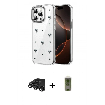 MARSİLYAN™- iPhone 15 Pro Kılıf Yörünge Form - Siyah Joko Magic 5D Hayalet Cam + Raze Metal Kamera Lens - TMGI