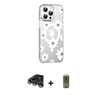 MARSİLYAN™- iPhone 15 Pro Kılıf Yörünge Işık Prime - Siyah Joko Magic 5D Hayalet Cam + Raze Metal Kamera Lens - GS