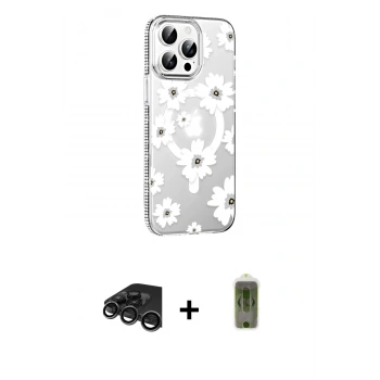 MARSİLYAN™- iPhone 15 Pro Kılıf Yörünge Işık Prime - Siyah Joko Magic 5D Hayalet Cam + Raze Metal Kamera Lens - TMGI