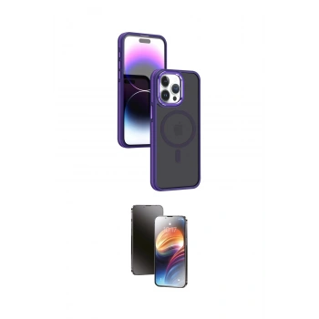 MARSİLYAN™- iPhone 15 Pro Kılıf Yörünge Klasik - Siyah 3D Antistatik Mat Seramik Nano Ekran Koruyucu