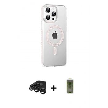 MARSİLYAN™- iPhone 15 Pro Kılıf Yörünge Koleksiyonu - Siyah Joko Magic 5D Hayalet Cam + Raze Metal Kamera Lens - TMGI
