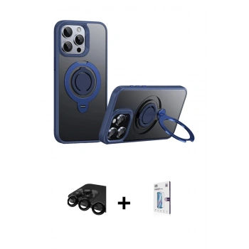 MARSİLYAN™- iPhone 15 Pro Kılıf Zirve Çizgi Prime - Siyah Bilvis 0.18mm Plus Cam Ekran Koruyucu + Raze Metal Kamera Lens - SH