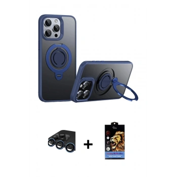 MARSİLYAN™- iPhone 15 Pro Kılıf Zirve Çizgi Prime - Siyah Buffer Hayalet Cam Ekran Koruyucu + Raze Metal Kamera Lens - LT