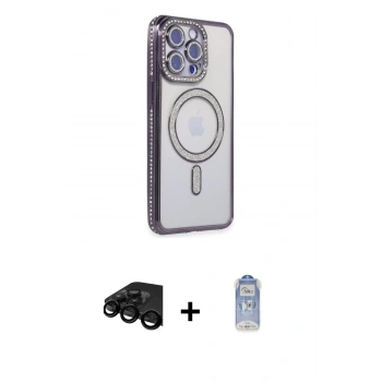 MARSİLYAN™- iPhone 15 Pro Kılıf Zirve Doku Prime - Siyah Joko Magic 5D Cam + Raze Metal Kamera Lens - SH