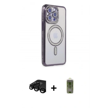 MARSİLYAN™- iPhone 15 Pro Kılıf Zirve Doku Prime - Siyah Joko Magic 5D Hayalet Cam + Raze Metal Kamera Lens - SH