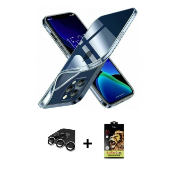 MARSİLYAN™- iPhone 15 Pro Kılıf Zirve Doku - Siyah Buffer Cam Ekran Koruyucu + Raze Metal Kamera Lens - GS