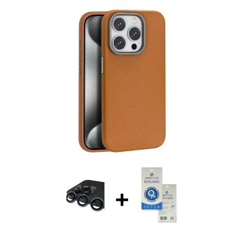 MARSİLYAN™- iPhone 15 Pro Kılıf Zirve Modern Prime - Şeffaf Royal Nano Ekran Koruyucu + Raze Metal Kamera Lens - LT
