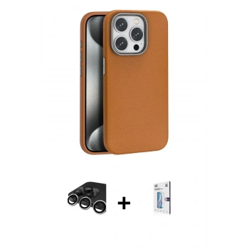 MARSİLYAN™- iPhone 15 Pro Kılıf Zirve Modern Prime - Siyah Bilvis 0.18mm Plus Cam Ekran Koruyucu + Raze Metal Kamera Lens - GS