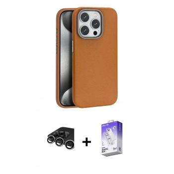 MARSİLYAN™- iPhone 15 Pro Kılıf Zirve Modern Prime - Siyah Bilvis 5in1 3D Magic Cam Ekran Koruyucu + Raze Metal Kamera Lens - GS