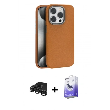 MARSİLYAN™- iPhone 15 Pro Kılıf Zirve Modern Prime - Siyah Bilvis 5in1 5D Magic Hayalet Cam Ekran Koruyucu + Raze Metal Kamera Lens - TMGI