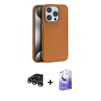 MARSİLYAN™- iPhone 15 Pro Kılıf Zirve Modern Prime - Siyah Bilvis 5in1 5D Magic Hayalet Cam Ekran Koruyucu + Raze Metal Kamera Lens - GS