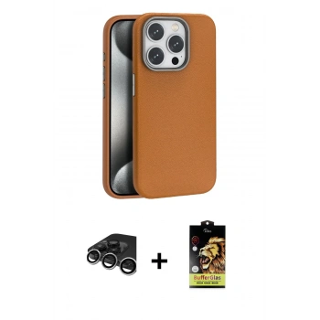MARSİLYAN™- iPhone 15 Pro Kılıf Zirve Modern Prime - Siyah Buffer Cam Ekran Koruyucu + Raze Metal Kamera Lens - GS