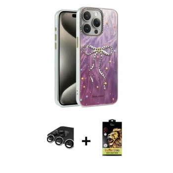 MARSİLYAN™- iPhone 15 Pro Kılıf Zirve Modern Prime - Siyah Buffer Cam Ekran Koruyucu + Raze Metal Kamera Lens - GS