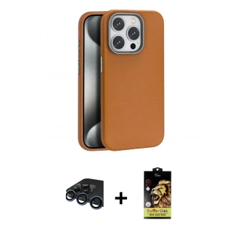 MARSİLYAN™- iPhone 15 Pro Kılıf Zirve Modern Prime - Siyah Buffer Cam Ekran Koruyucu + Raze Metal Kamera Lens - LT