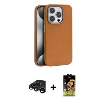 MARSİLYAN™- iPhone 15 Pro Kılıf Zirve Modern Prime - Siyah Buffer Cam Ekran Koruyucu + Raze Metal Kamera Lens - TMGI