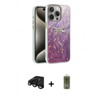 MARSİLYAN™- iPhone 15 Pro Kılıf Zirve Modern Prime - Siyah Joko Magic 5D Hayalet Cam + Raze Metal Kamera Lens - SH