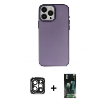 MARSİLYAN™- iPhone 15 Pro Max Kılıf Ahenk Çizgi Prime - Şeffaf 360 Full Body Arka Koruyucu + PVD Metal Kamera Lens - GI