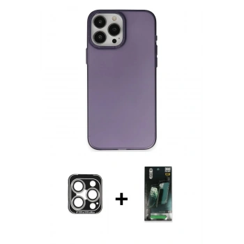 MARSİLYAN™- iPhone 15 Pro Max Kılıf Ahenk Çizgi Prime - Şeffaf 360 Full Body Arka Koruyucu + PVD Metal Kamera Lens - GS