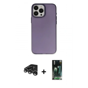 MARSİLYAN™- iPhone 15 Pro Max Kılıf Ahenk Çizgi Prime - Şeffaf 360 Full Body Arka Koruyucu + Raze Metal Kamera Lens - GS